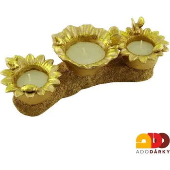 Svícen Zlatá trojsvíčka 24 cm