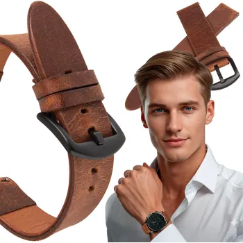 Řemínek na hodinky Kožený řemínek k hodinkám 20 mm, Univerzální, Velikost L