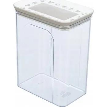 Dávkovač krmiva Plastová dóza na krmivo / pamlsky, 2,2 l / 15x14x19cm, transparentní