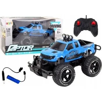 RC model auta RC terénní auto 1:14 27MHz Modré na dálkové ovládání s gumovými koly