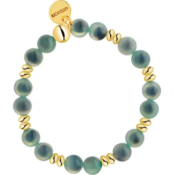 Náramek Pozlacený náramek z mosazi se skleněnými detaily - AR543-0342