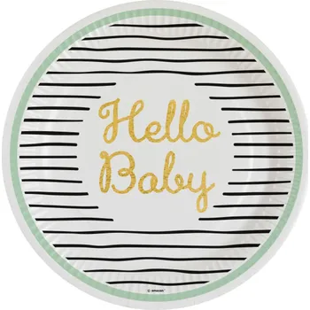 Party nádobí Talířky Hello Baby baby shower 23 cm 8ks