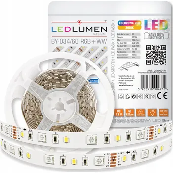 LED osvětlení LED pásek 12V 300 SMD 5050/2835 5m RGB+WW Barevný
