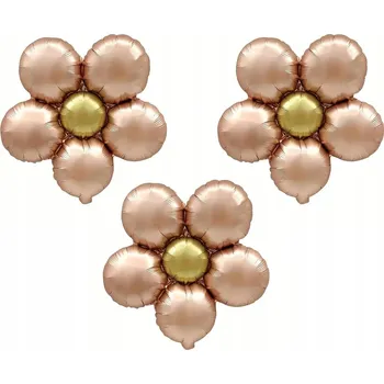 Balónek Foliový balónek Květ zlatý růžový - 40 cm - 3 ks