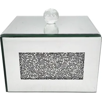 Dárková krabička ZRCADLOVÁ NÁDOBA krabička na šperky krabička PY-TG010 STŘÍBRNÁ