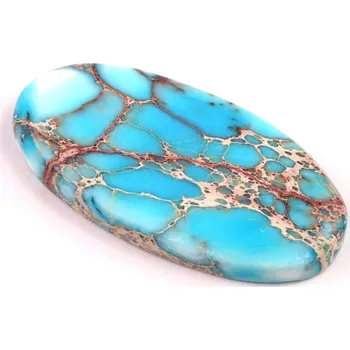 Materiál na výrobu šperku Kabošon Syntetický Tyrkys č.5283 (44x21x6mm)