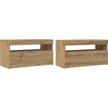 Televizní stolek TV stolek s LED osvětlením dub 75x35x40 cm – robustní a praktický