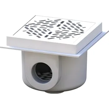 Eurostandard Bazénová čtvercová dnová výpust Clevelings D200 LINER, UV odolná, odtok 6/4˝, ABS plast / mosazný zástřik, bílá