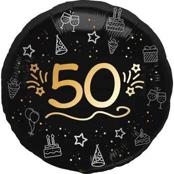 Balónek Fóliový balónek k 50. narozeninám černý 45 cm
