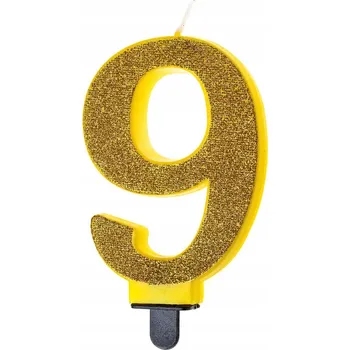 Dortová svíčka Narozeninová svíčka s třpytkami, číslice 9, SF-555-9