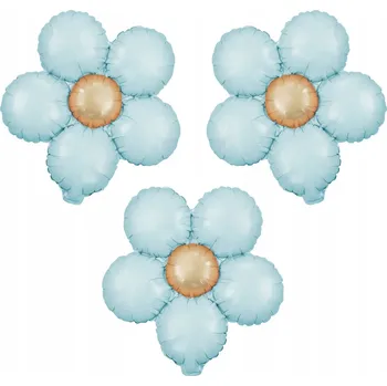 Balónek Fóliový Balónek Pastelově Modrý KVĚT Sedmikráska Narozeniny girlanda 3 ks