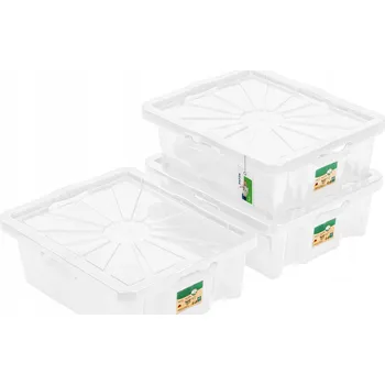 Úložný box 3x Nádoba 15,5L Franz pro skladování s víkem, stohovatelná