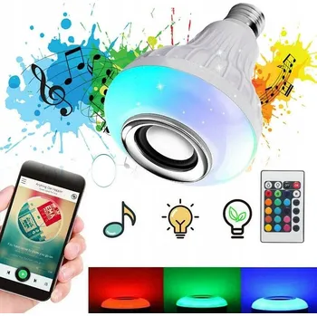 Žárovka LED ŽÁROVKA RGB BLUETOOTH REPRODUKTOR DÁLKOVÉ OVLÁDÁNÍ BAREVNÁ E27