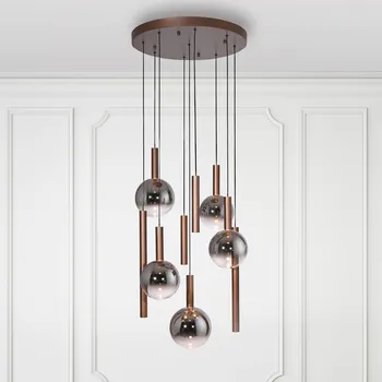 Paul Neuhaus LED závěsné světlo Bowl, Ø 63 cm, hnědá/šedá hnědá, kouřově šedá 9 x 7 W LED - Doprava zdarma