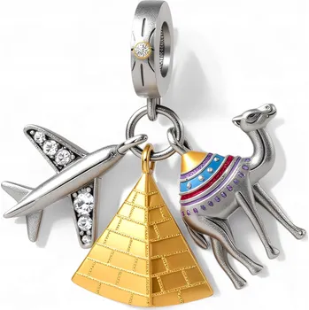 Přívěsek Přívěsek Charms Egypt Cestování Pyramida stříbro 925