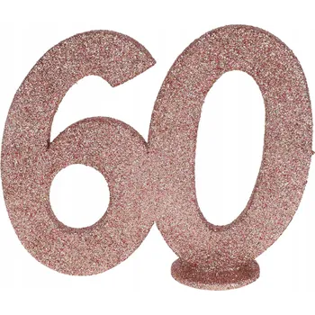 Party dekorace Narozeninová dekorace ČÍSLO 60 třpytivé RŮŽOVÉ ZLATO