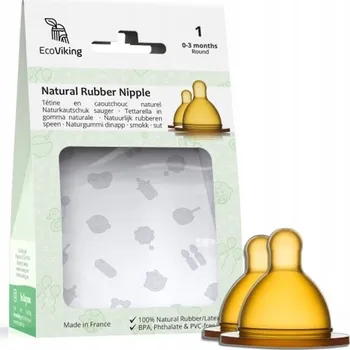 Eco Viking Antikoliková Dudlík Hevea Velká, Stupeň 1 pro Novorozence, 2 kusy v balení