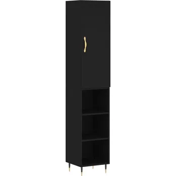 Koupelnový nábytek VidaXL Vysoká skříň, černá, 34,5x34x180 cm, dřevotříska