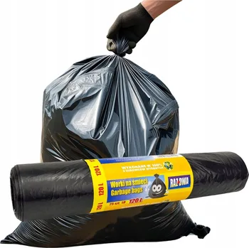 Pytle na odpadky Pytle na odpadky Raz Dwa 120 l černé extra silné 25 ks