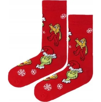 Dámské ponožky SOXO Vánoční Ponožky Grinch červené, vel 35-40