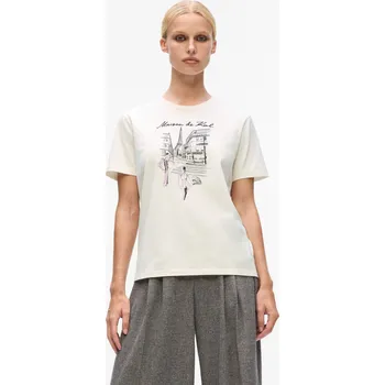 Dámské tričko TRIČKO KARL LAGERFELD PARIS SKETCH STREET T-SHIRT CANNOLI CREAM