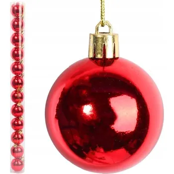 Vánoční ozdoba Sada 12 plastových vánočních koulí červené 6 cm ozdoby na stromeček
