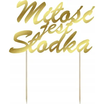 Jedlá dekorace na dort Zápich do dortu zlatý