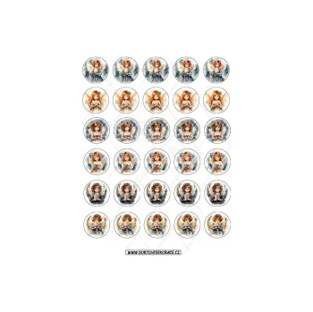 Jedlá dekorace na dort ANDĚLÉ 3,5 cm, VARIANTA Jedlý papír 1873