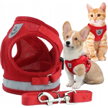 Postroj pro psa Szelki BEZUCISKOWE dla małego psa kota s vodítkem S REFLEXNÍMI PRVKY pohodlné L