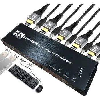 Zabezpečení domácnosti KVM HDMI přepínač 4x1 rozbočovač 4xUSB Multiviewer