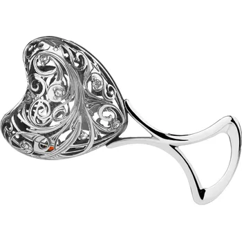 Stříbrné chrastítko se zirkony a jantarem - srdce - AP542-6468