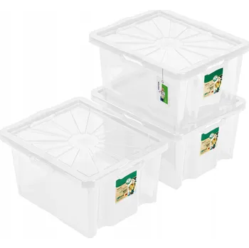 Úložný box 3x Kontejner 24L Franz pro skladování, stohovatelný + Víko