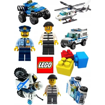 Jedlá dekorace na dort Výtisk na dort cukrová hmota CUKROVÝ VÝTISK LEGO postavičky