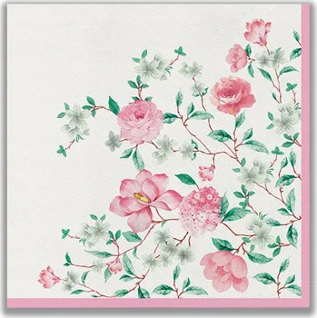 Papírový ubrousek UBROUSKY Z VLIESOVINY PINK SEASON - 40x40 CM - 50 KUSŮ - 5600