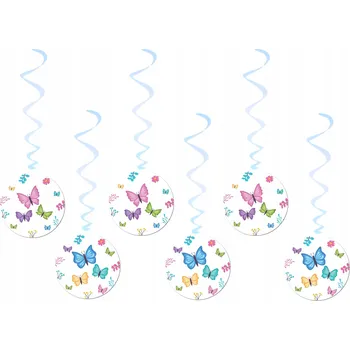 Party dekorace Závěsná narozeninová dekorace Motýlci Jarní motýli 6 ks Vírky