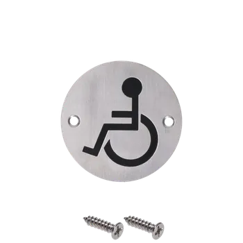 Nerezový piktogram `Invalid`, kulatý, rozměry: ø75x1.2mm, broušená nerez K320 / AISI304