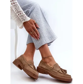 Dámské mokasíny Dámské semišové mokasíny s třásněmi D&A Brown Velikost: 37