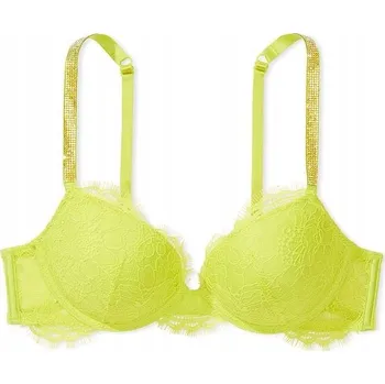 Podprsenka Krajková podprsenka Victoria's Secret push-up zirkony žlutá 75C (34C)