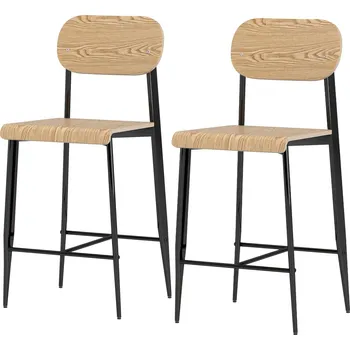 Sada 2 kusů barových židlí s podnožkou | přírodní
