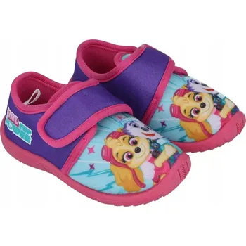 Dívčí bačkory Tlapková patrola růžové papuče na suchý zip dívčí přezůvky do školky Skye R28