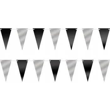 Stříbrno-černý banner vlajky, délka 250 cm - Silvestr