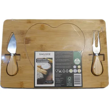 Kuchyňské prkénko SMUKEE Home Bambusové prkénko na sýry s příslušenstvím, 30 x 20 cm