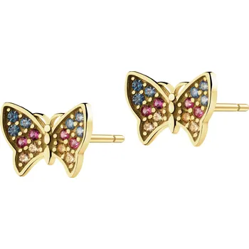 Náušnice Zlaté náušnice se zirkony - motýli - AP541-9945