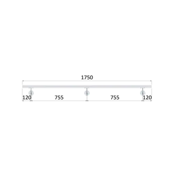 Zábradlí Madlo 1750mm (set:3ks úchyt, madlo 40x40mm s ukončením), brúsená nerez K320 /AISI304