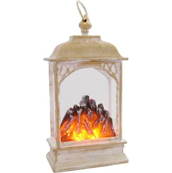 Lucerna Elektrická lucerna zlatá svítící 17 cm (Plastová imitace krbu na baterie)