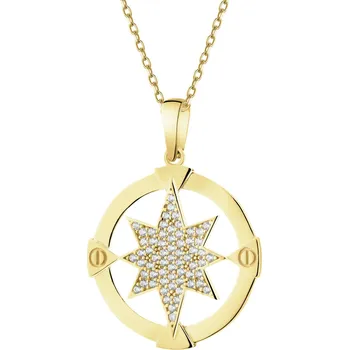 Přívěsek Zlatý přívěsek se zirkony - kompas - AP543-1768