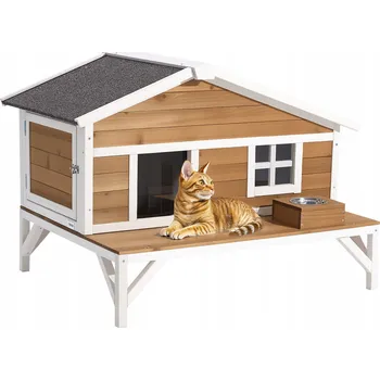 Pelíšek pro kočku Domeček Pro Kočky 110,5 x 85,3 x 78,7 cm Dřevěný, teplý a izolovaný pro venkovní použití