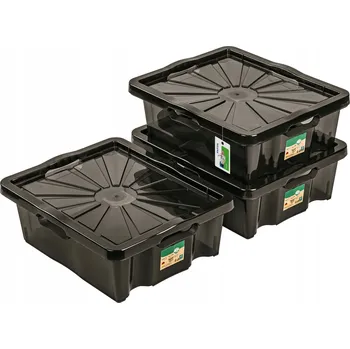 Úložný box 3x Nádoba 15,5L Franz pro skladování s víkem, stohovatelná