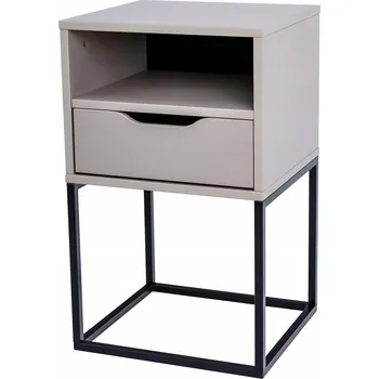 Noční stolek Noční Stolek Obdélníkový Bílý se Zásuvkou Noční Stolek Kovový Rám MDF