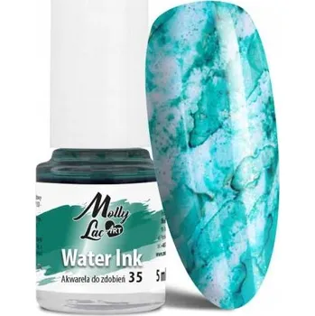 Vodový inkoust na nehty, zdobení, akvarelový inkoust MOLLYLAC Art 5 ml, Tyrkysová Č. 35